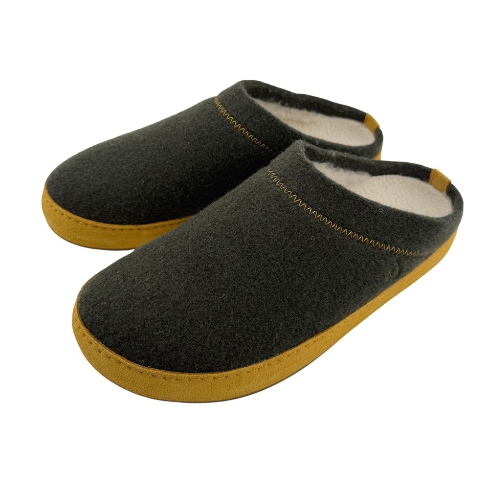 OluKai Hamani Hulu Wool Mule Slipper Olive‎ Green Men 7 Sheepskin Shearling New